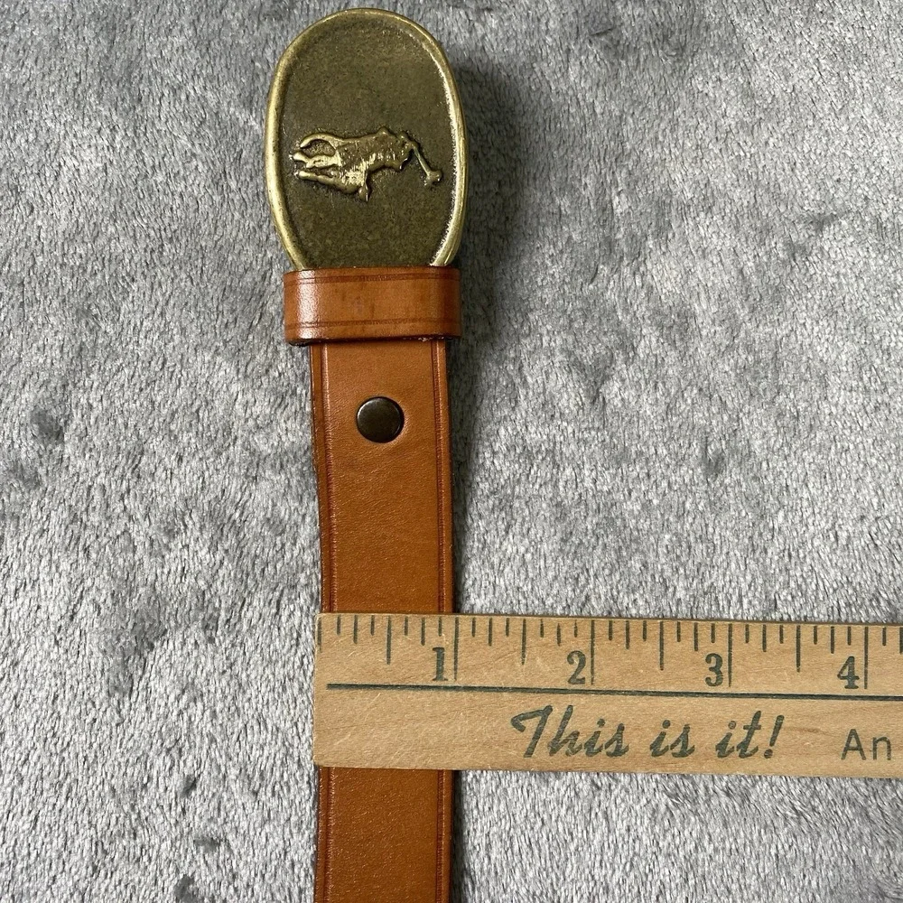 Vintage Polo Ralph Lauren Belt‎ Mens Size 36 Brown Leather Brass Pony Buckle 70s